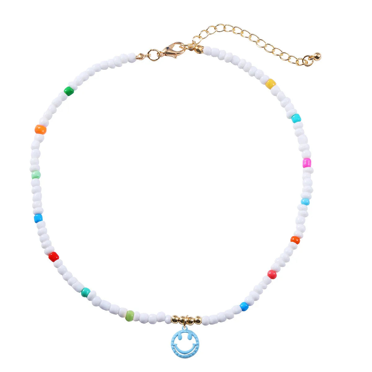 Fashion Cute Colorful Smile Face Pendant Resin Collarbone Chain