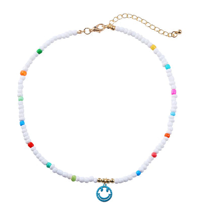 Fashion Cute Colorful Smile Face Pendant Resin Collarbone Chain