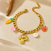 Fashion Cute Fruit Pattern Stainless Steel Pendant Bracelet With Electroplating