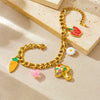 Fashion Cute Fruit Pattern Stainless Steel Pendant Bracelet With Electroplating