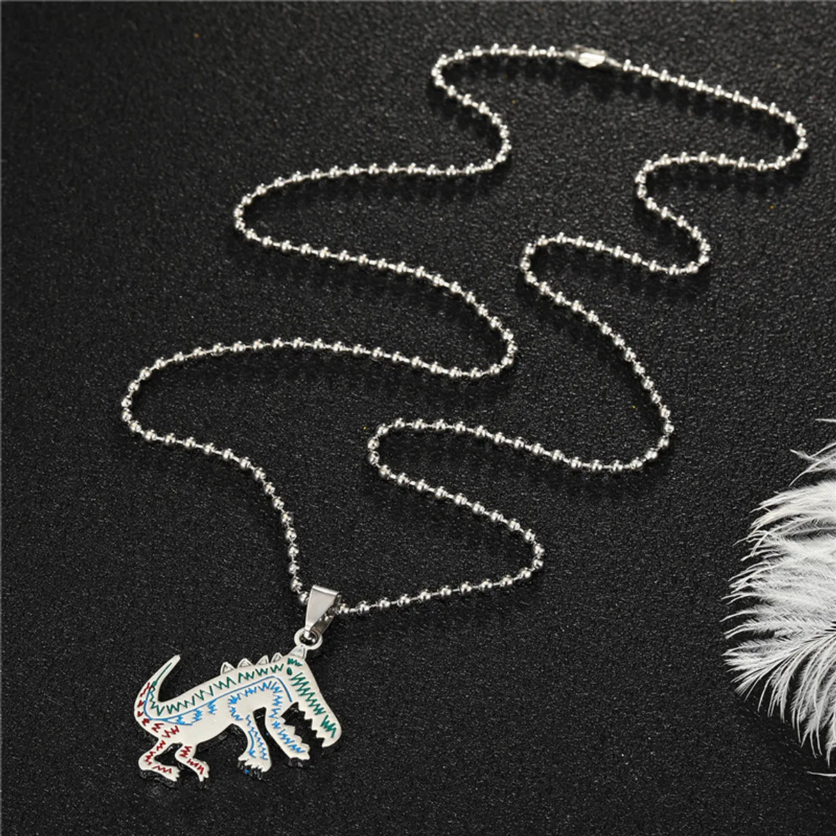 Fashion Cute Painted Small Dinosaur Alloy Necklace Wholesale