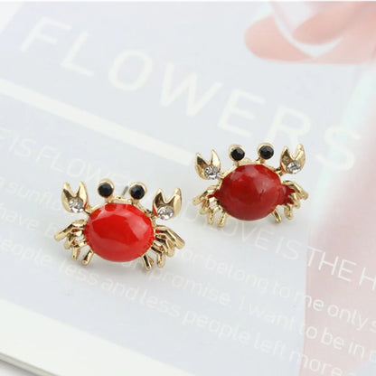 Fashion Cute Rhinestone Crab Shaped Alloy Stud Earrings