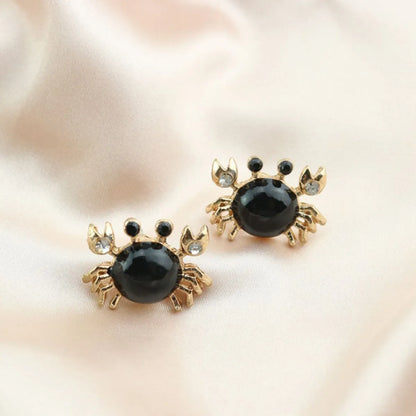 Fashion Cute Rhinestone Crab Shaped Alloy Stud Earrings