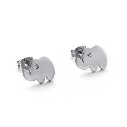 Korean Cute Fashion Titanium Steel Animal Baby Elephant Studs Stainless Steel Studs Boys And Girls Popular Ornament Wholesale