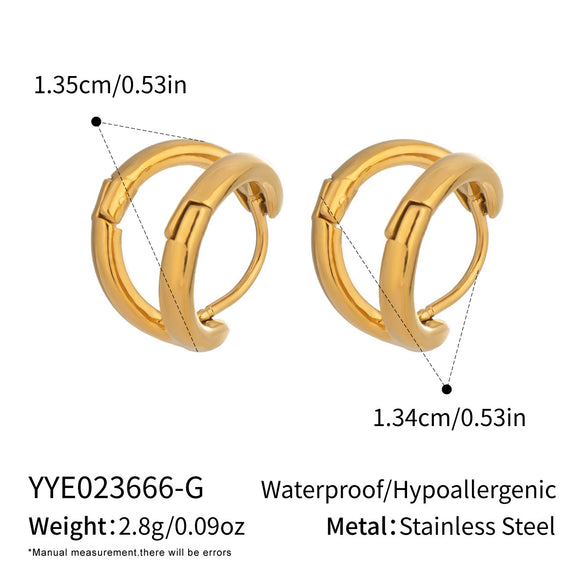 Fashion Daily Matching Geometric Double Arc Hoop Earrings For Women Stainless Steel Electroplated