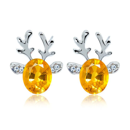 1 Pair Fashion Deer Enamel Alloy Rhinestones Ear Studs