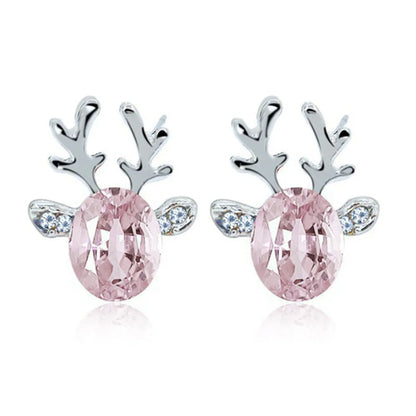 1 Pair Fashion Deer Enamel Alloy Rhinestones Ear Studs