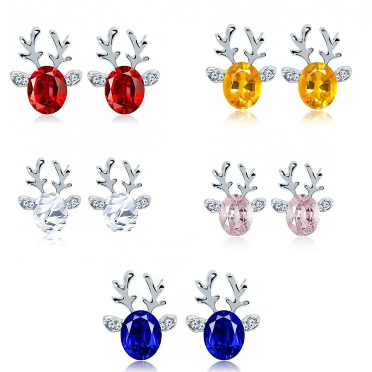 1 Pair Fashion Deer Enamel Alloy Rhinestones Ear Studs