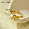 Fashion Design Stainless Steel Inlaid Pearl Open Ring With Electroplating For Women