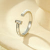 Fashion Design Stainless Steel Inlaid Pearl Open Ring With Electroplating For Women