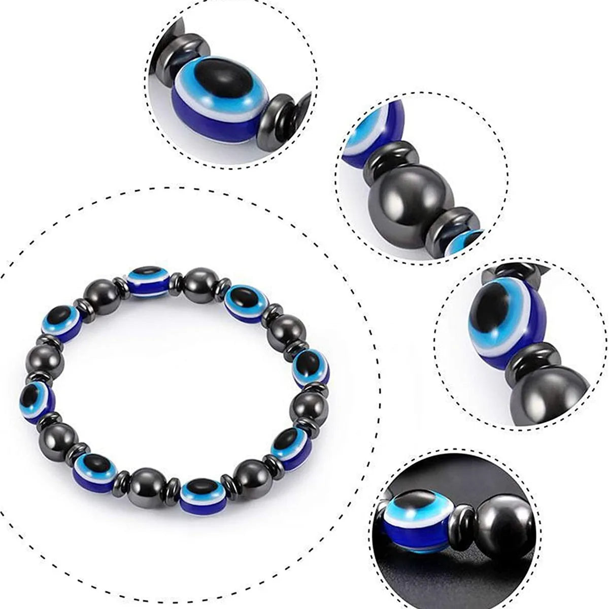 Fashion Devil'S Eye Alloy Beaded Couple Bracelets 1 Piece