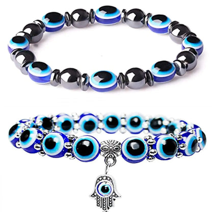 Fashion Devil'S Eye Alloy Beaded Couple Bracelets 1 Piece