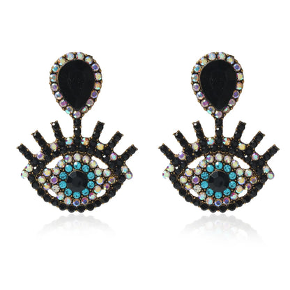 Fashion Devil's Eye Alloy Inlay Rhinestones Women's Drop Earrings 1 Pair