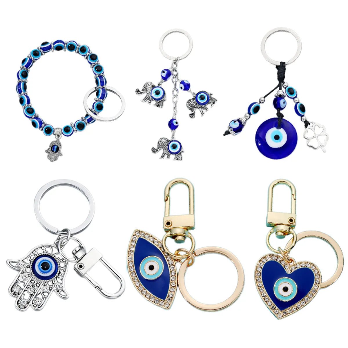 Fashion Devil'S Eye Alloy Plating Rhinestones Bag Pendant Keychain 1 Piece