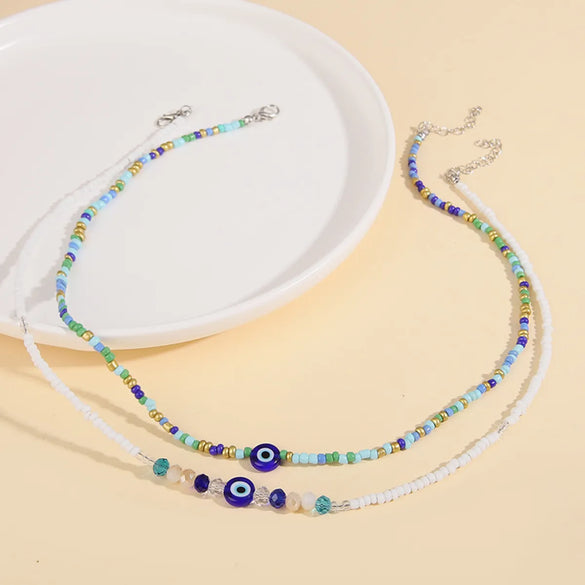 Fashion Devil'S Eye Beaded Irregular Women'S Necklace 1 Piece