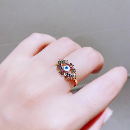 Fashion Devil's Eye Brass Gold Plated Zircon Open Ring 1 Piece