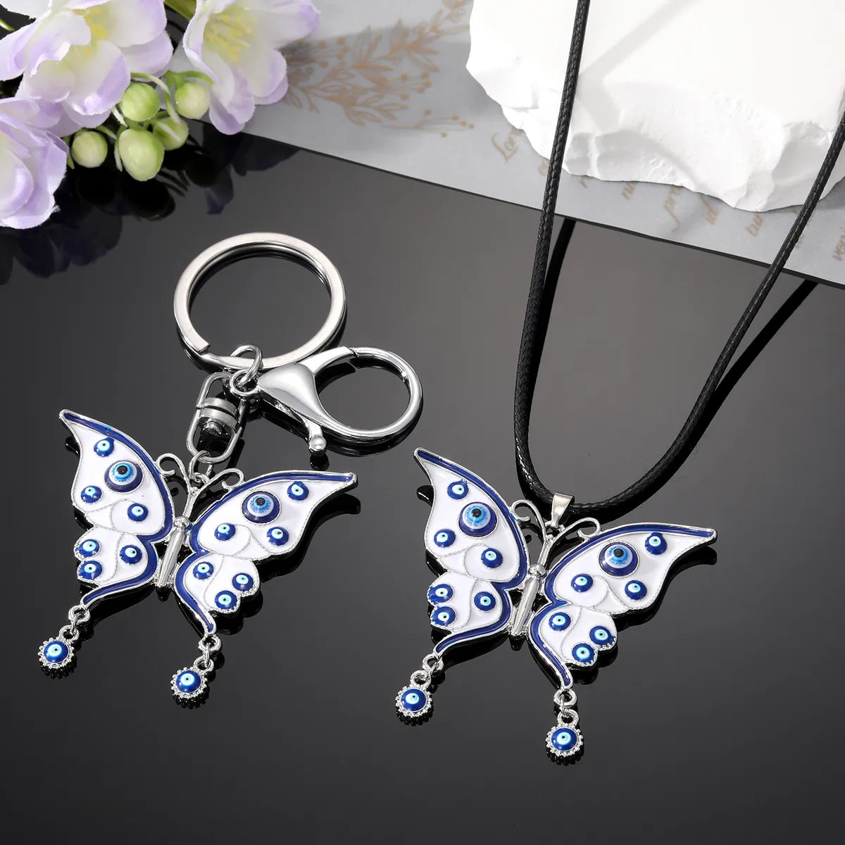 Fashion Devil'S Eye Butterfly Alloy Keychain Necklace 1 Piece