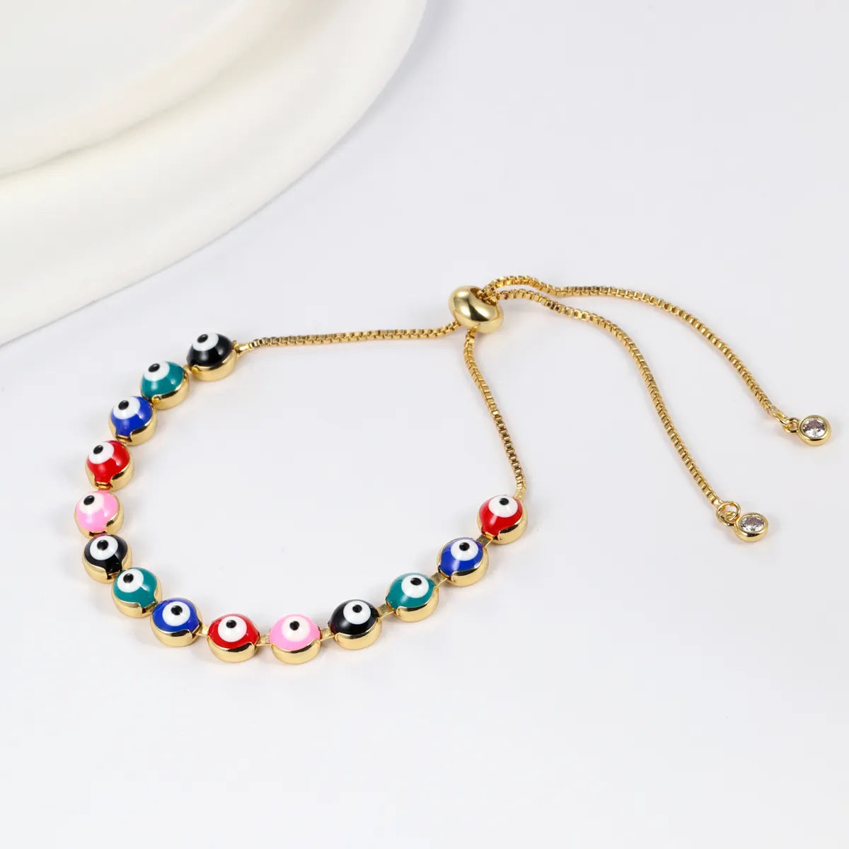 Fashion Devil's Eye Copper Enamel Gold Plated Bracelets 1 Piece