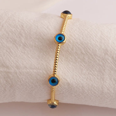 Fashion Devil's Eye Copper Gold Plated Bangle