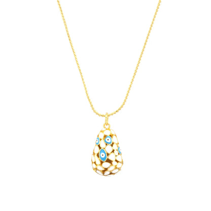 Fashion Devil's Eye Copper Gold Plated Zircon Pendant Necklace