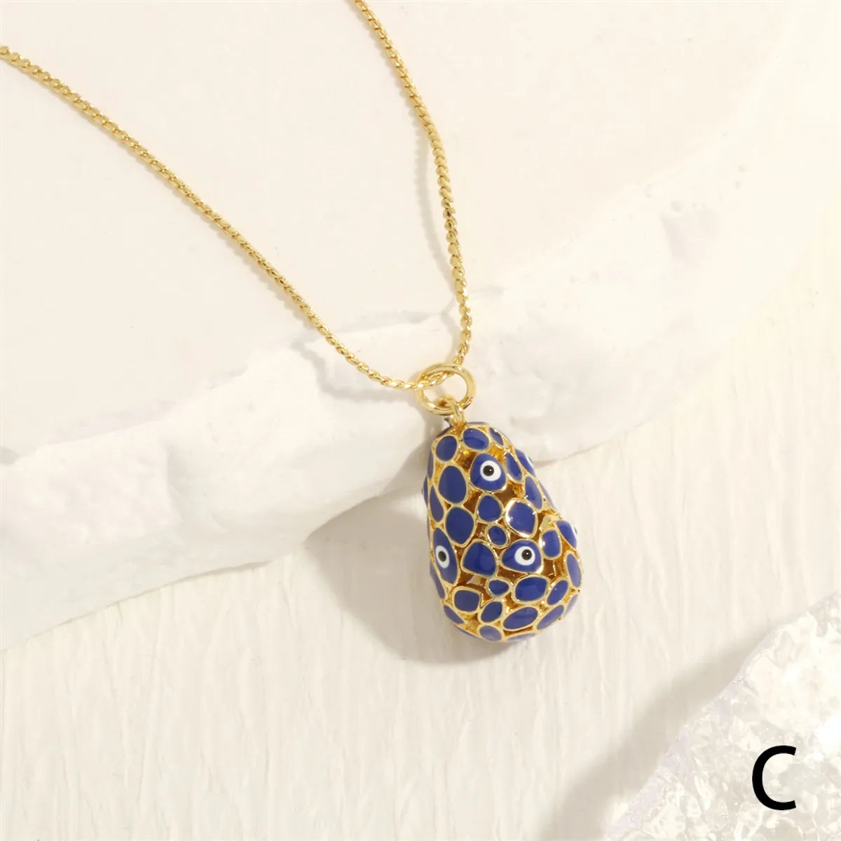 Fashion Devil's Eye Copper Gold Plated Zircon Pendant Necklace