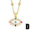 Fashion Devil's Eye Copper Pendant Necklace Enamel Inlay Zircon Copper Necklaces