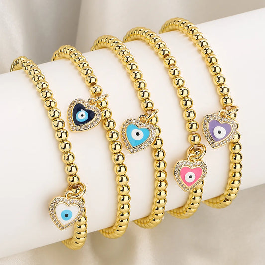 Fashion Devil's Eye Copper 18k Gold Plated Zircon Bracelets In Bulk