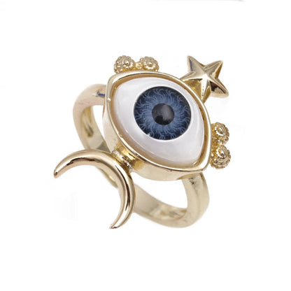 Fashion Devil's Eye Copper Rings Inlay Zircon Copper Rings