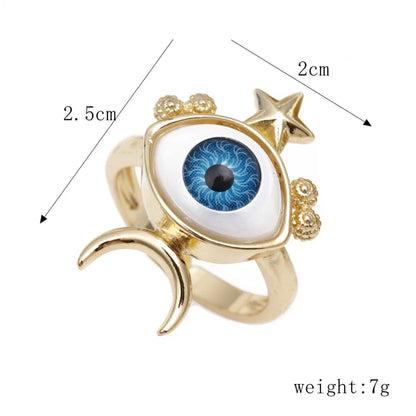 Fashion Devil's Eye Copper Rings Inlay Zircon Copper Rings