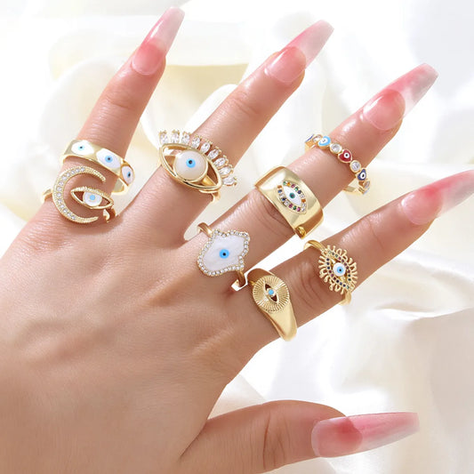 Fashion Devil's Eye Copper Zircon Rings In Bulk