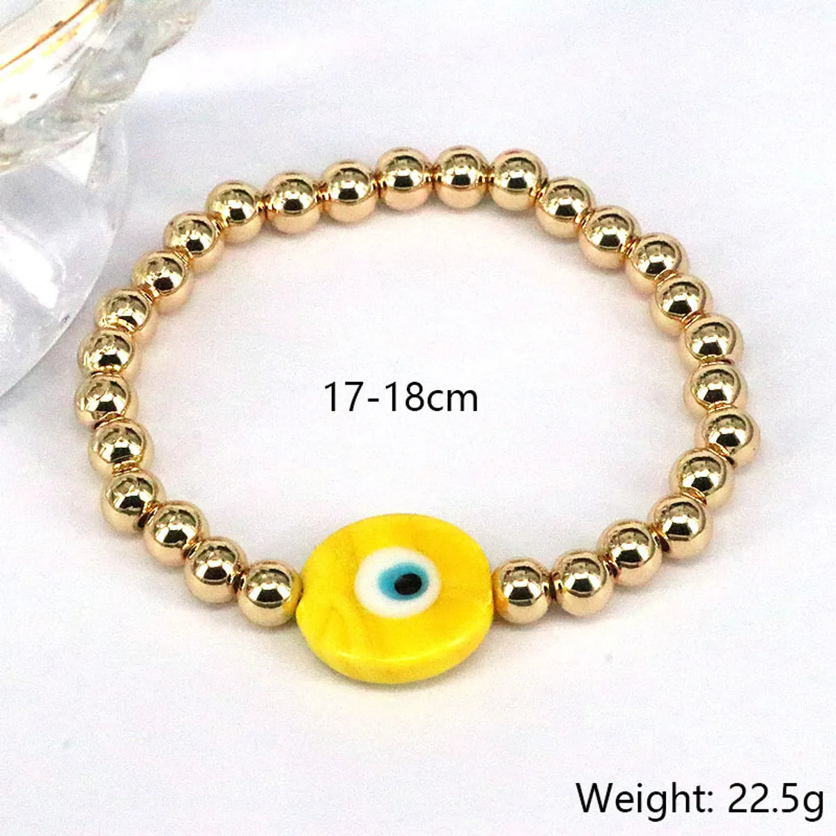 Fashion Devil's Eye Glass Copper Beaded Gold Plated Bracelets 1 Piece