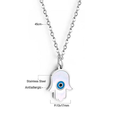 Fashion Devil'S Eye Hand Of Fatima Stainless Steel Plating Pendant Necklace