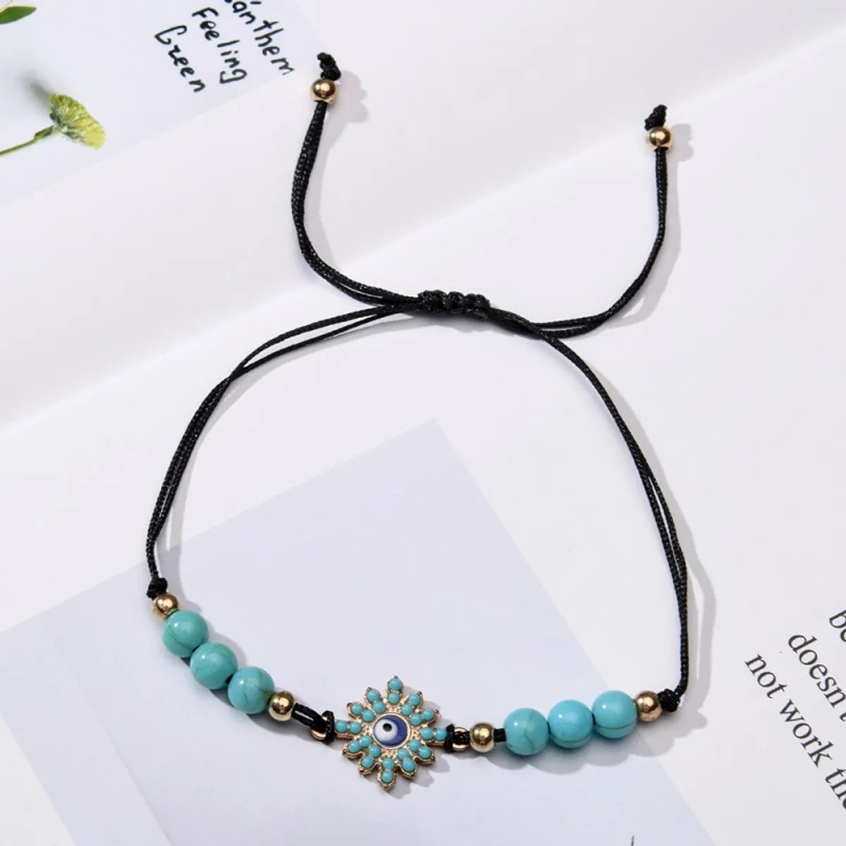 Fashion Devil'S Eye Heart Shape Alloy Inlay Turquoise Unisex Bracelets 1 Set