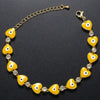 Fashion Devil'S Eye Heart Shape Copper Bracelets Enamel Inlay Artificial Gemstones Copper Bracelets