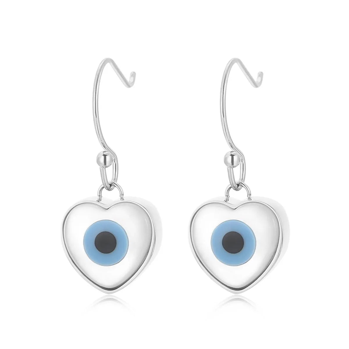 Fashion Devil's Eye Heart Shape Titanium Steel Earrings Patchwork Stainless Steel Earrings