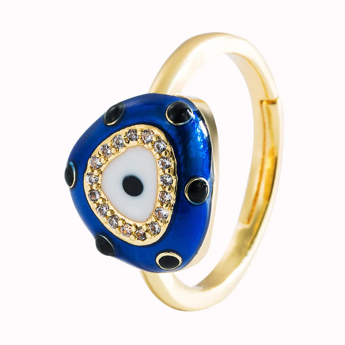 Fashion Devil's Eye Shape Dripping Copper Inlaid Zircon Open Ring