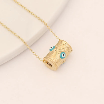 Fashion Devil's Eye Stainless Steel Enamel Turquoise Necklace