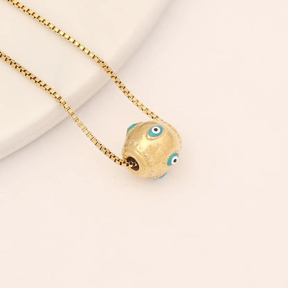 Fashion Devil's Eye Stainless Steel Enamel Turquoise Necklace