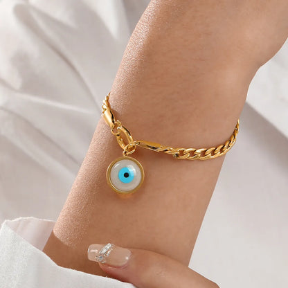 Fashion Devil's Eye Stainless Steel Gold Plated Bracelets Necklace