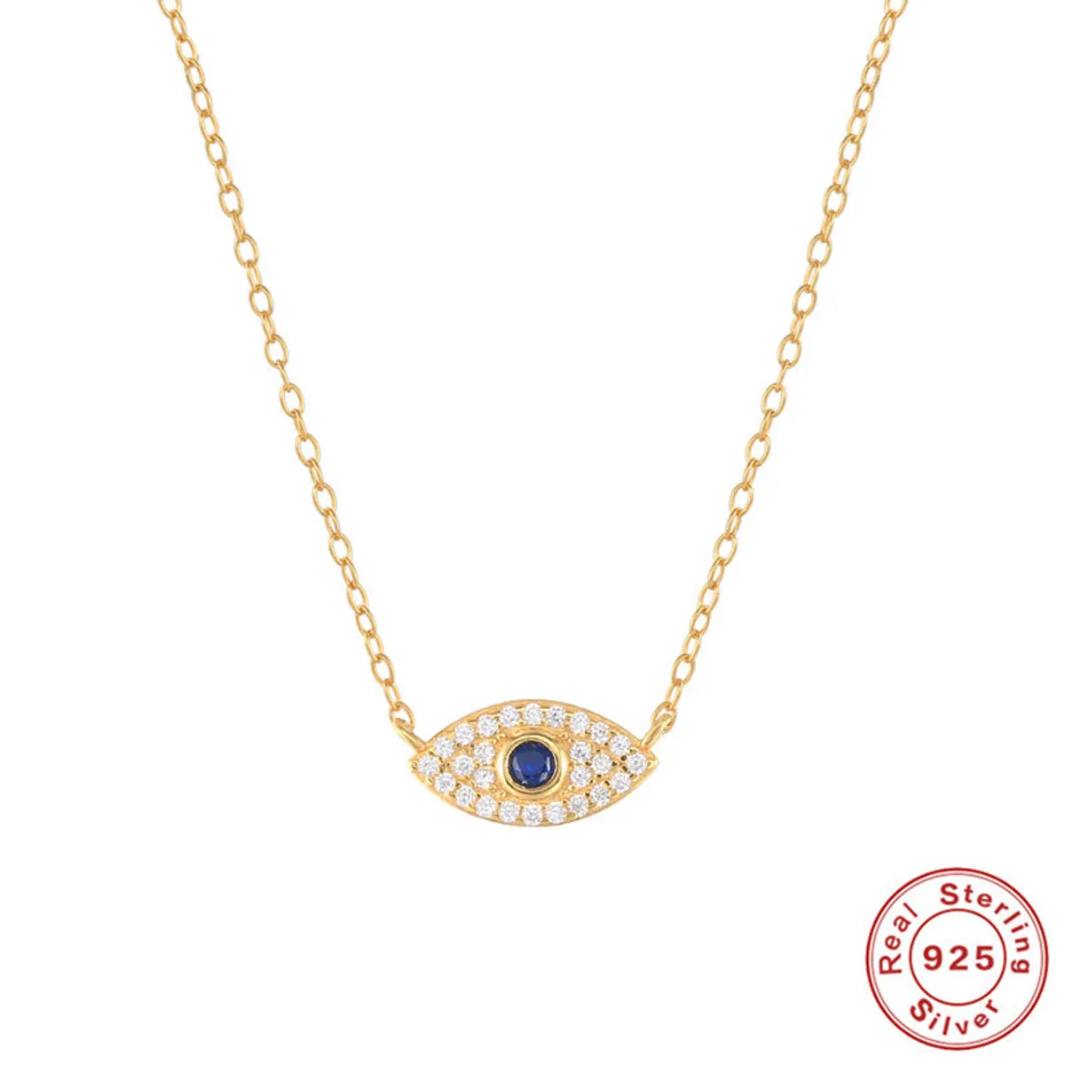 Fashion Devil'S Eye Sterling Silver Plating Zircon Necklace