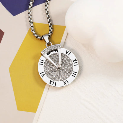 Fashion Dial Stainless Steel Necklace Plating Rhinestones Stainless Steel Necklaces