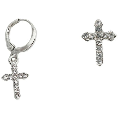 Fashion Diamond Asymmetric Cross Earrings