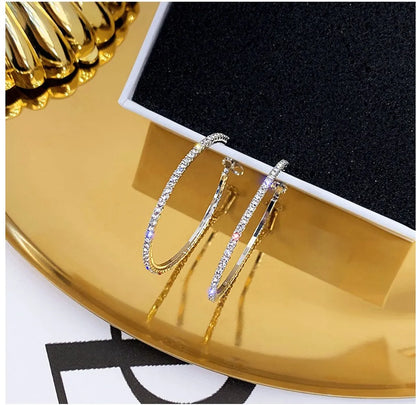 1 Set Fashion Oversized Circle Diamond Rhinestone Artificial Rhinestones Earrings