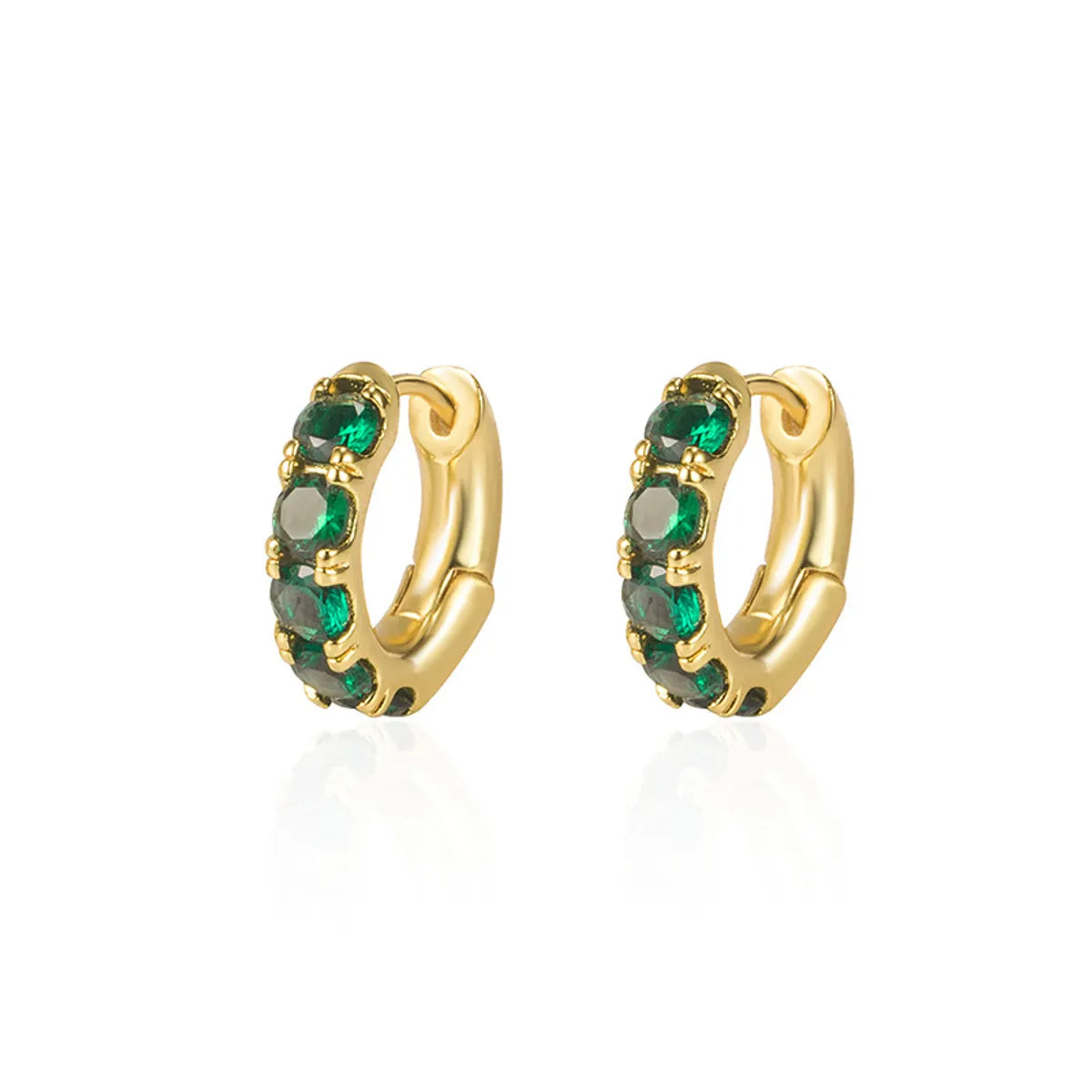 Fashion Diamond Emerald Geometric Copper 14k Gold Earrings Female