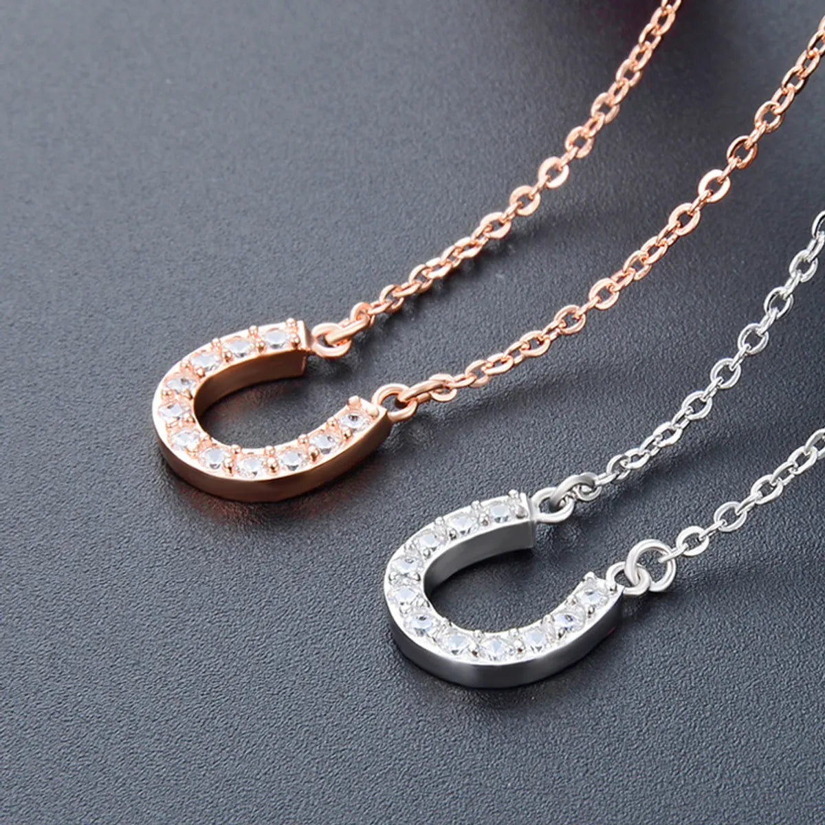 Fashion Diamond Horseshoe S925 Silver Necklace Simple Female Short Necklace Wholesale