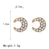Fashion Diamond Inlaid Geometric Big Circle Metal Earrings Letter Combination Stud Earrings