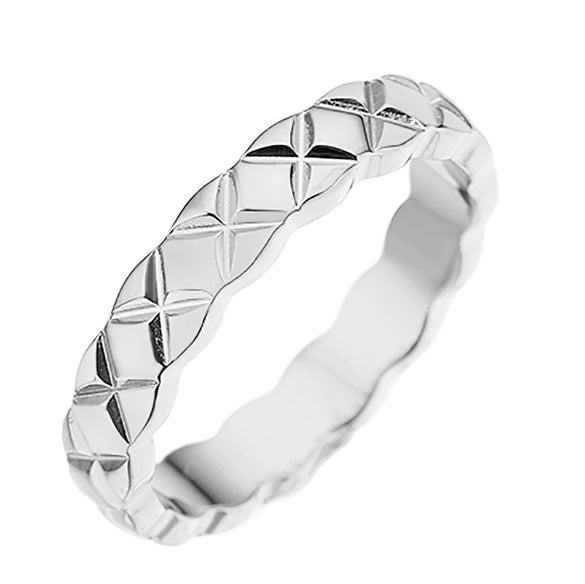 Fashion Diamond Pattern Titanium Steel Rhombus Ring For Men And Women Couple Ring