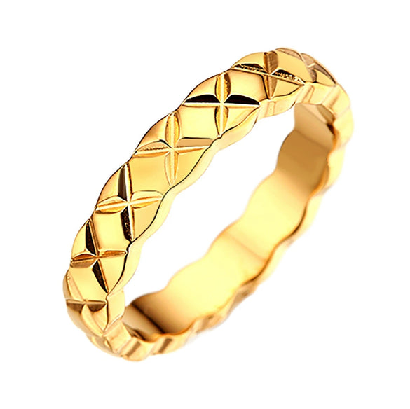 Fashion Diamond Pattern Titanium Steel Rhombus Ring For Men And Women Couple Ring