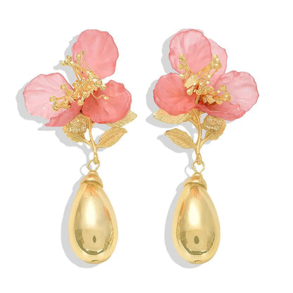 Fashion Diamond Pearl Alloy Flower Earrings Nhjq150523