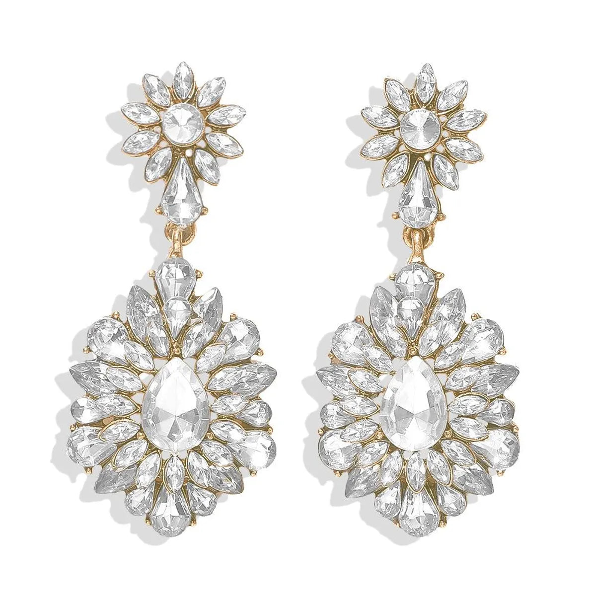 Fashion Diamond Pearl Alloy Flower Earrings Nhjq150523